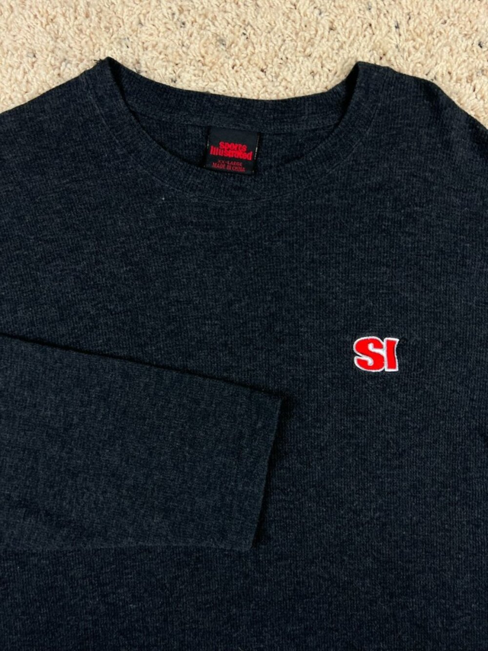 Sports Illustrated Thermal Long Sleeve Charcoal Gray T Shirt Men's Size 2XL